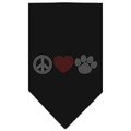 Unconditional Love Peace Love Paw Rhinestone Bandana Black Small UN849262